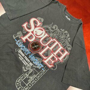 VTG Mens Y2K South Pole Lucky Night Graphic Print Short Sleeve T-Shirt (Large)